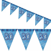 Birthday 80th Bunting Blue/Silver