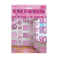 Glitz Birthday 80th String Decoration Pink