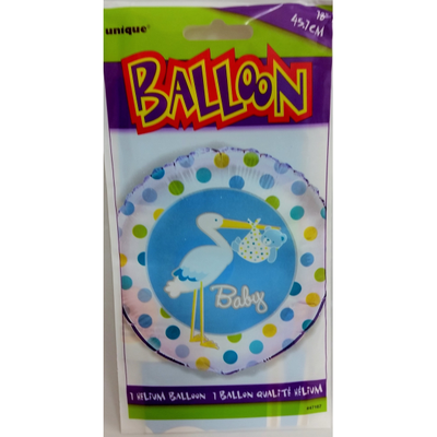 Baby Boy Stork Blue Foil Balloon 45cm