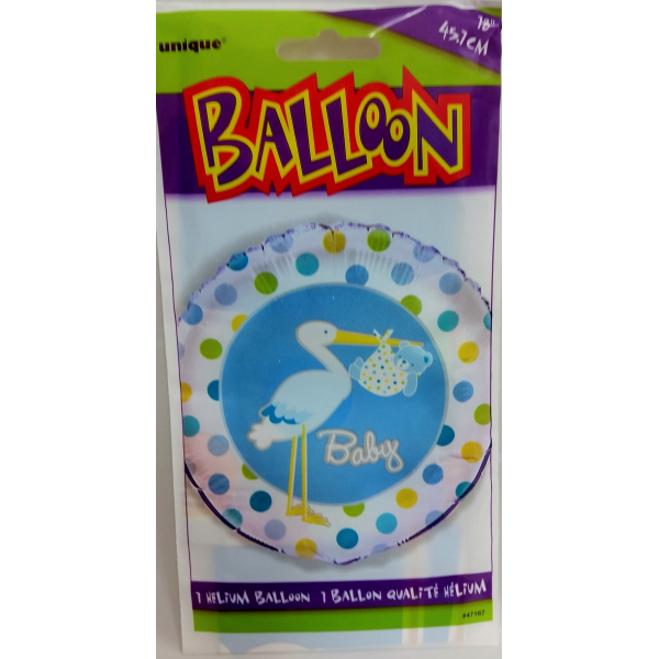 Baby Boy Stork Blue Foil Balloon 45cm