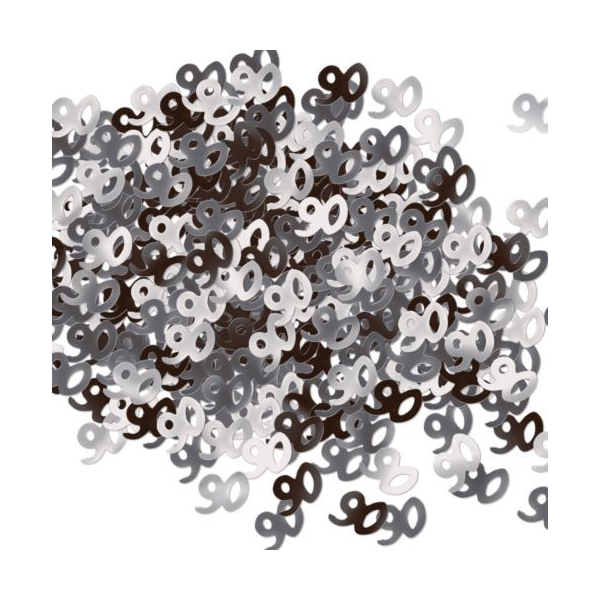 Birthday 90th Confetti Black/Silver