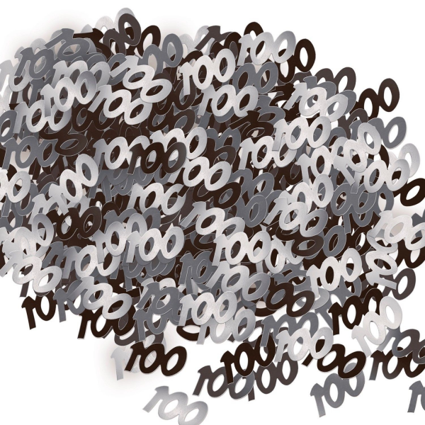 Birthday 100th Confetti Black/Silver