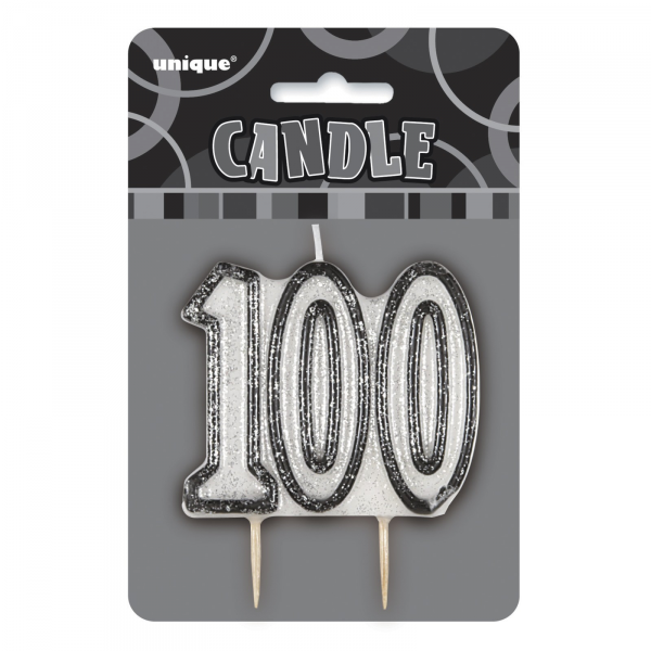 Birthday 100th Candle Black/Silver