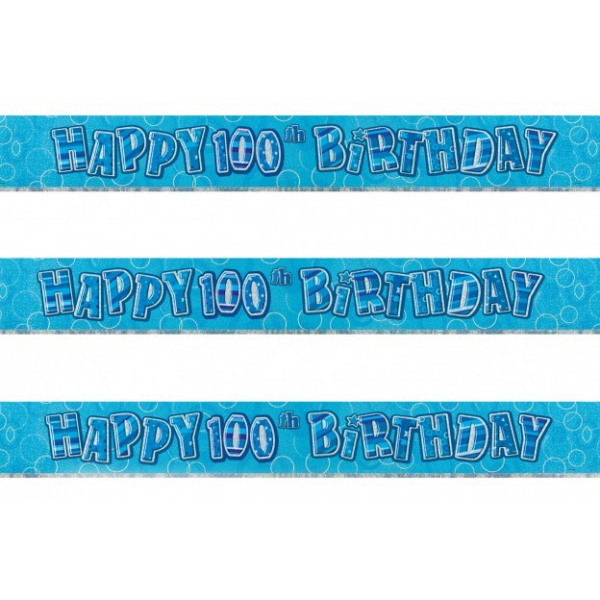 Birthday 100th Banner Blue/Silver