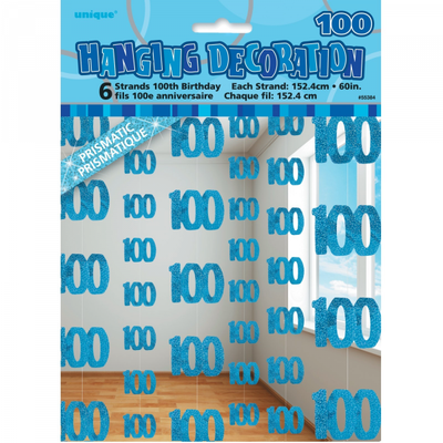 Birthday 100th String Decoration Blue