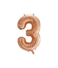 Mini Number 3 Rose Gold Foil Balloon Air Fill Only