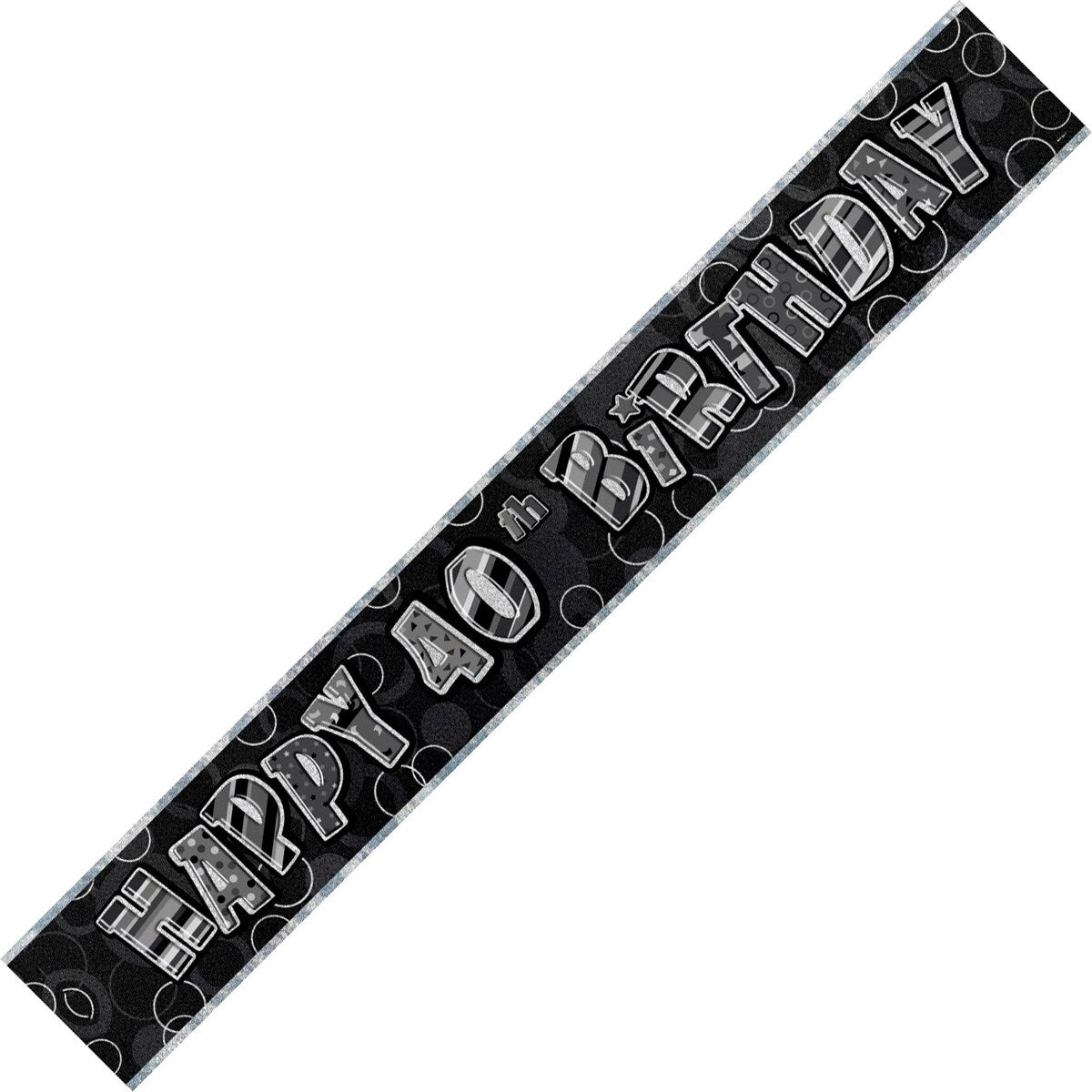 Banner Happy 40th Birthday - Black &amp; Silver