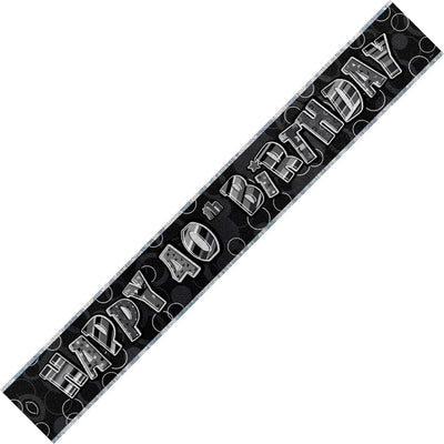 Banner Happy 40th Birthday - Black &amp; Silver