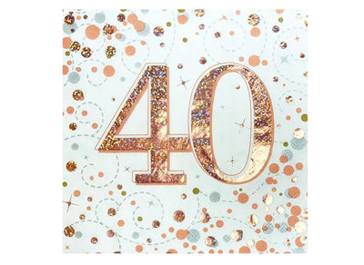 Glitz Rose Gold 40th Luncheon Napkins 16pk