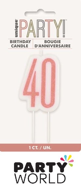 40th Birthday Cake Candle - Red