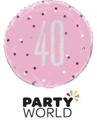 40th Birthday Glitz Pink Helium Foil Balloon 45cm