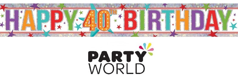 40th Birthday Holographic Rose Gold Banner 2.7m