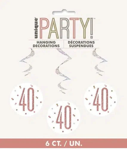 40th Birthday Rose Gold Prismatic Hanging Decorations (6)