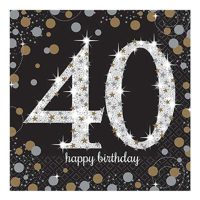 Sparkling Celebration 40th Beverage Napkins 16pk
