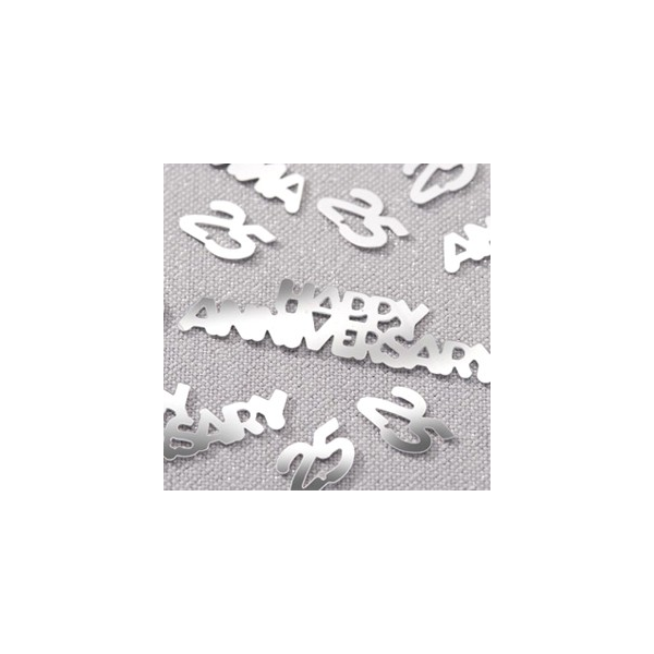 Happy 25th Anniversary Silver Confetti