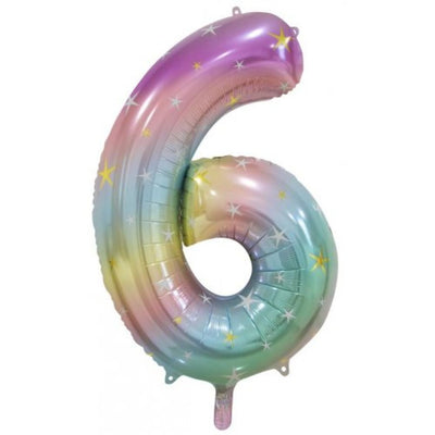 Foil Balloon Number Rainbow "6" image 0