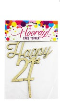 Happy 21st Birthday Gold Glitter Cake Topper image 0