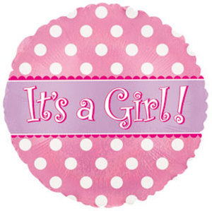 Foil Balloon It's a Girl Polka Dots image 0