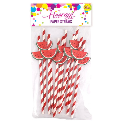 Watermelon Paper Straws 20pk image 0