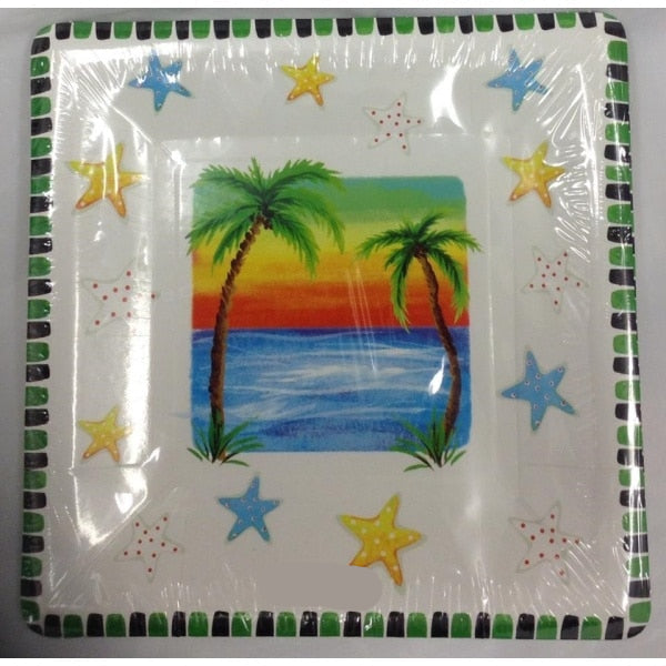 Palm Sunset Square Paper Plate (10)