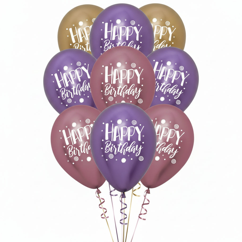 Happy Birthday Metallic Balloons Assorted - 12pk image 0