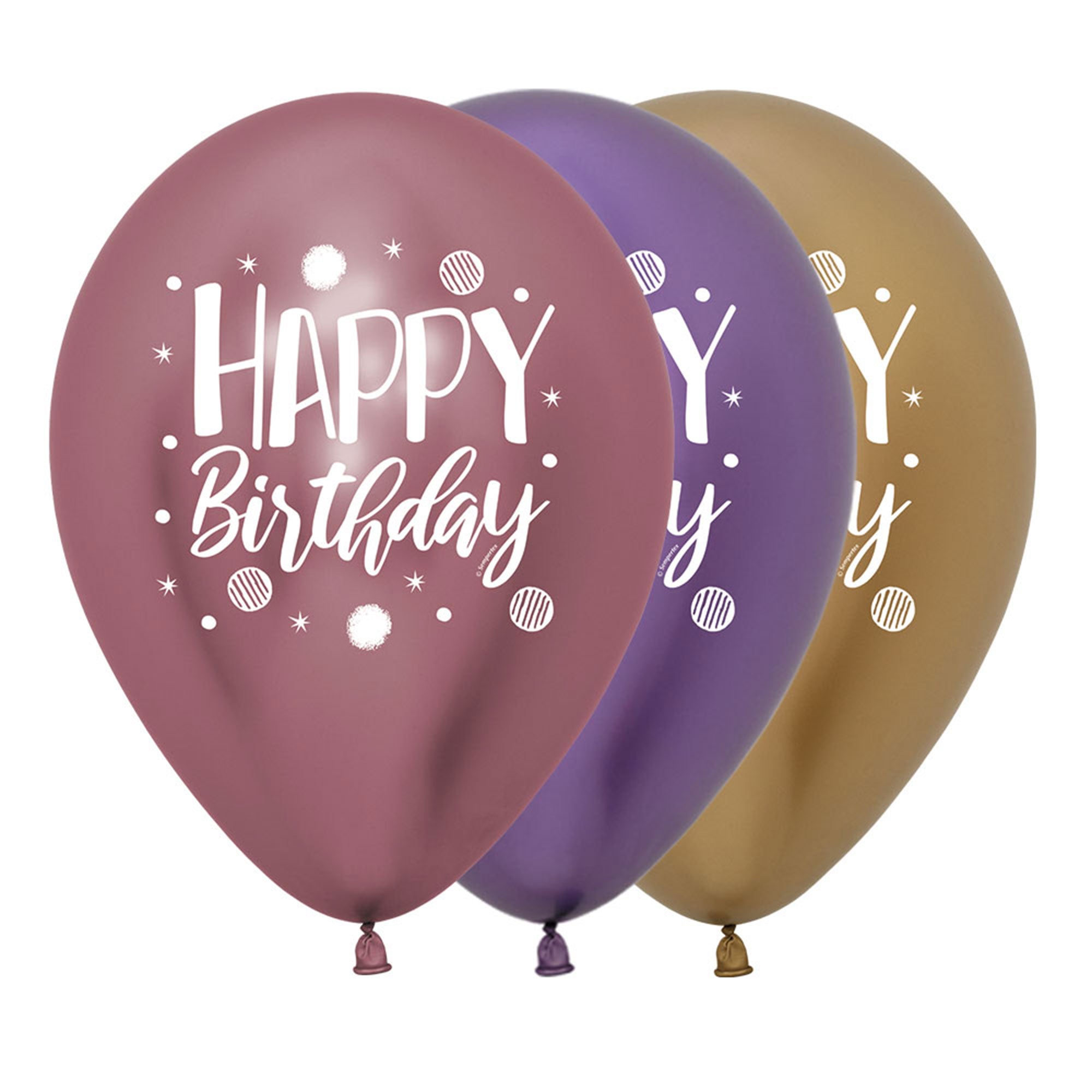 Happy Birthday Metallic Balloons Assorted - 12pk image 0