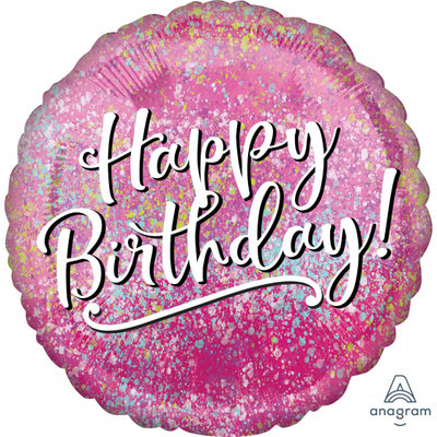 Foil Balloon 18" Pink Happy Birthday image 0