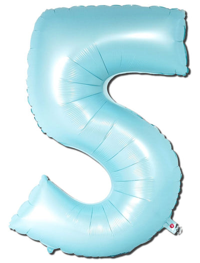Foil Balloon Number Matte Light Blue "5"