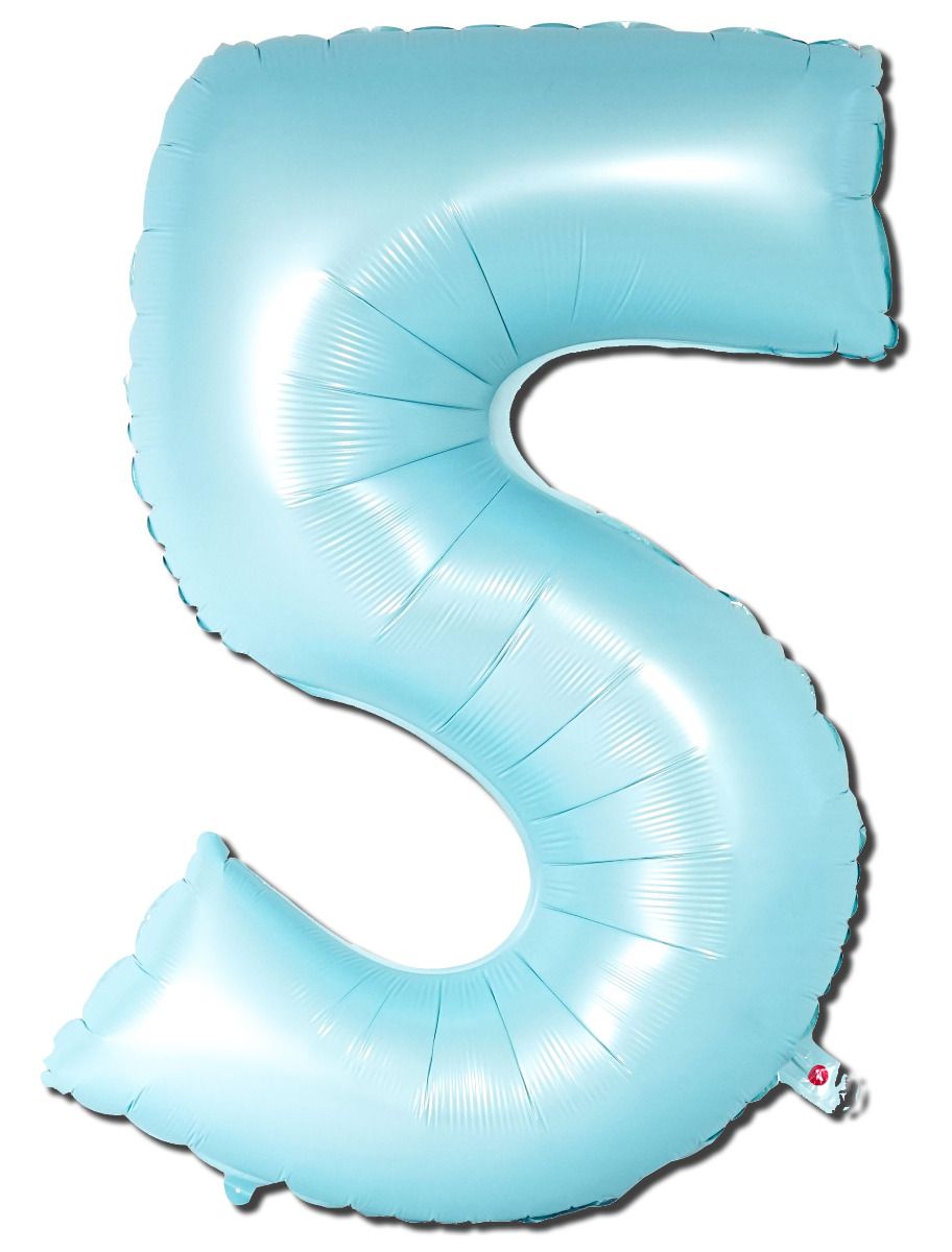 Foil Balloon Number Matte Light Blue "5"