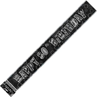 Banner Happy 80th Birthday - Black &amp; Silver image 0