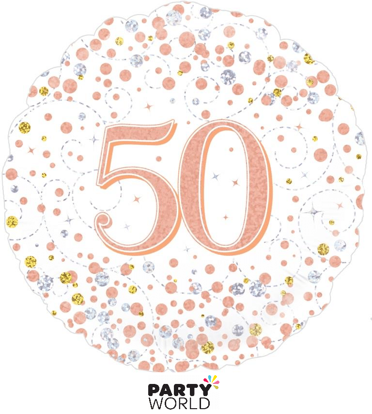 50th Foil Balloon with Colourful Stripes 45cm