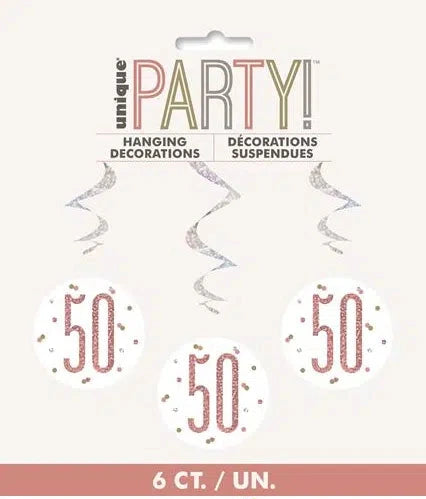 50th Birthday Rose Gold Prismatic Hanging Decorations (6)