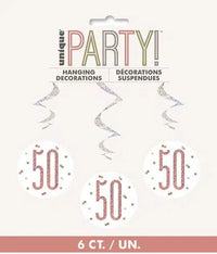50th Birthday Rose Gold Prismatic Hanging Decorations (6)
