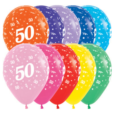 Uninflated - Balloon Single 50th Birthday Assorted