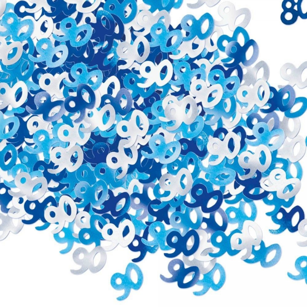 Birthday 90th Confetti Blue/Silver