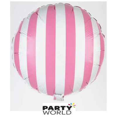 Light Pink and White Stripe Foil Balloon 45cm