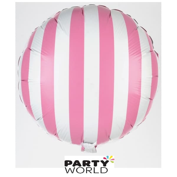 Light Pink and White Stripe Foil Balloon 45cm