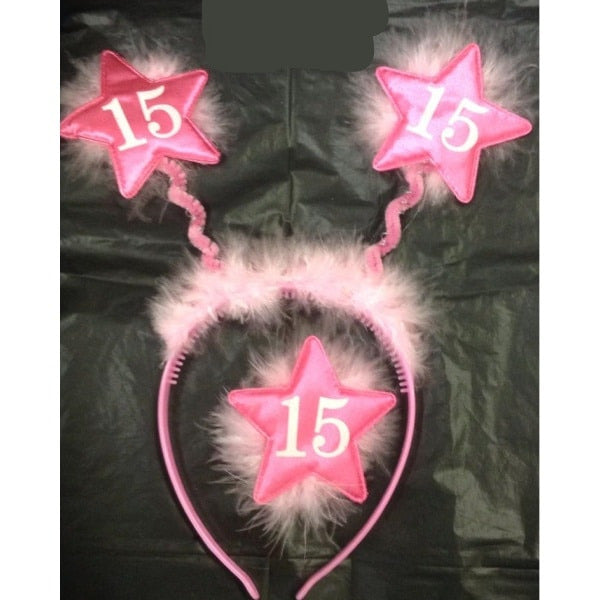 Pink Star, Fluffy 15th birthday headband bopper