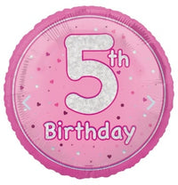 5th Birthday Pink Foil Balloon 45.7cm