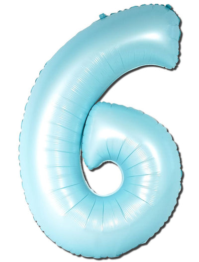 Foil Balloon Number Matte Light Blue "6"