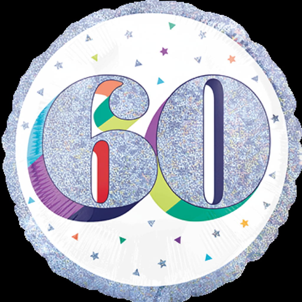 Foil Balloon 60th - Prismatic Silver
