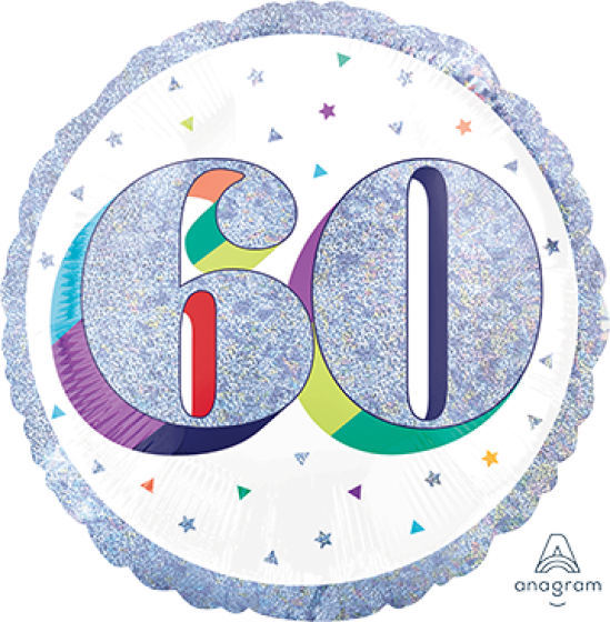 Foil Balloon 60th - Prismatic Silver