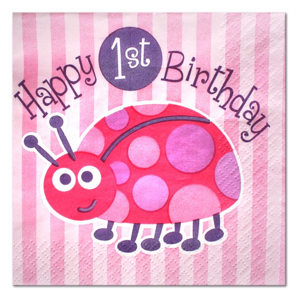 Pink Ladybug 1st Birthday Beverage Napkins (16)