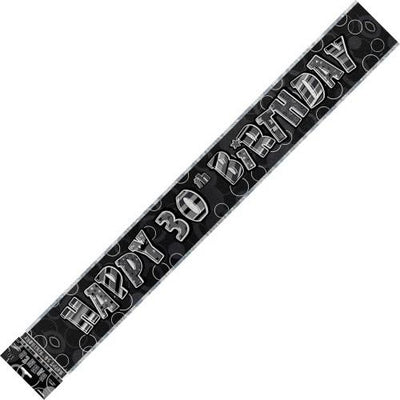 Banner Happy 30th Birthday - Black &amp; Silver image 0