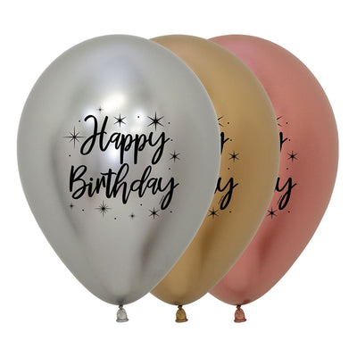 Happy Birthday Metallic Balloons - 12pk image 0