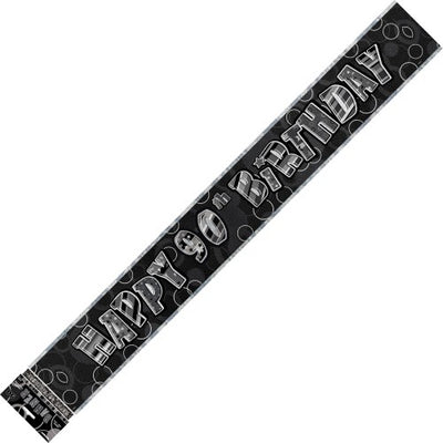 Banner Happy 90th Birthday - Black &amp; Silver image 0