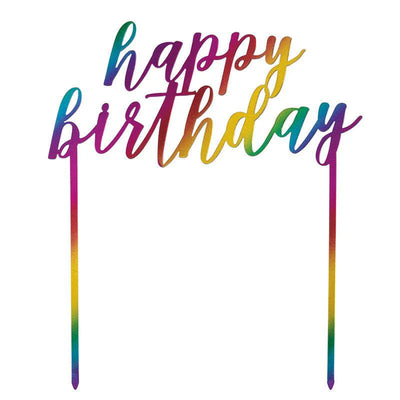 Cake Topper Happy Birthday Rainbow Ombre image 0