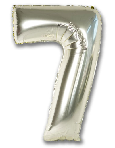 Foil Balloon Number White Gold "7"