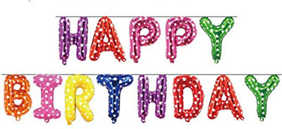 Foil Balloon "HAPPY BIRTHDAY" Banner Stars/Hearts *Air fill only* image 0