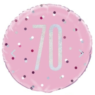 70th Birthday Glitz Pink Helium Foil Balloon 45cm